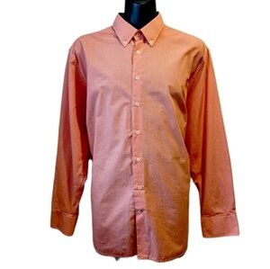 M. Benisti orange micro check button down shirt 3X